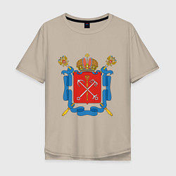 Футболка оверсайз мужская Герб Санкт-Петербурга, цвет: миндальный