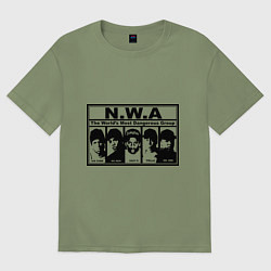 Футболка оверсайз мужская NWA, цвет: авокадо