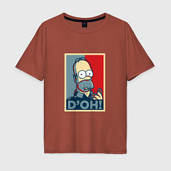 Футболка оверсайз мужская D'oh Poster, цвет: кирпичный