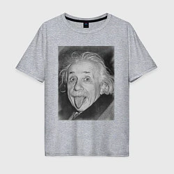 Мужская футболка оверсайз Энштейн дурачится