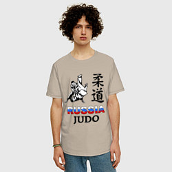 Футболка оверсайз мужская Russia Judo, цвет: миндальный — фото 2