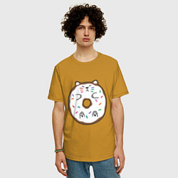 Футболка оверсайз мужская Кот пончик, цвет: горчичный — фото 2