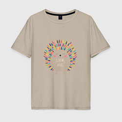 Футболка оверсайз мужская Hedgehog: give me a hug, цвет: миндальный