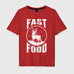 Футболка оверсайз мужская FAST FOOD олень в прицеле, цвет: красный