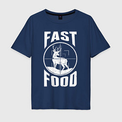 Футболка оверсайз мужская FAST FOOD олень в прицеле, цвет: тёмно-синий