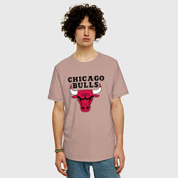 Футболка оверсайз мужская Chicago Bulls, цвет: пыльно-розовый — фото 2