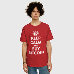 Футболка оверсайз мужская Keep Calm & Buy Bitcoin, цвет: красный — фото 2