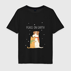 Мужская футболка оверсайз Peace on earth