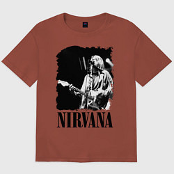 Футболка оверсайз мужская Black Nirvana, цвет: кирпичный