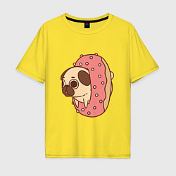 Футболка оверсайз мужская Мопс-пончик, цвет: желтый