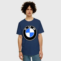 Футболка оверсайз мужская Logo BMW, цвет: тёмно-синий — фото 2