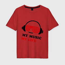 Футболка оверсайз мужская My music my life, цвет: красный