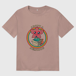 Футболка оверсайз мужская Adopt a Demodog, цвет: пыльно-розовый