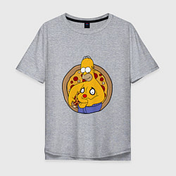 Мужская футболка оверсайз Гомер и пицца