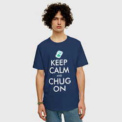 Футболка оверсайз мужская Keep Calm & Chug on, цвет: тёмно-синий — фото 2