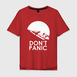 Футболка оверсайз мужская Elon: Don't Panic, цвет: красный