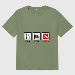 Мужская футболка оверсайз Еда, сон и Dota