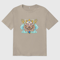 Футболка оверсайз мужская Нептун: бог морей, цвет: миндальный