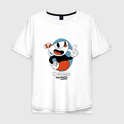 Мужская футболка оверсайз Cuphead Mugman