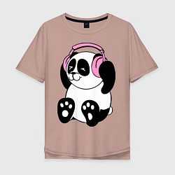 Мужская футболка оверсайз Panda in headphones панда в наушниках