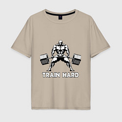 Мужская футболка оверсайз Train hard тренируйся усердно