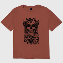 Футболка оверсайз мужская Slayer Skulls, цвет: кирпичный