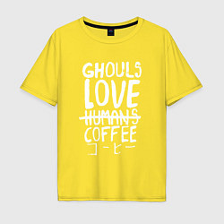 Футболка оверсайз мужская Ghouls Love Coffee, цвет: желтый