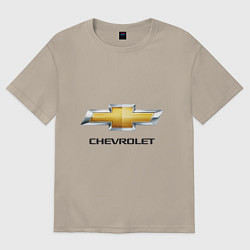 Футболка оверсайз мужская Chevrolet логотип, цвет: миндальный