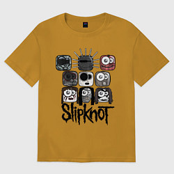 Футболка оверсайз мужская Slipknot Masks, цвет: горчичный