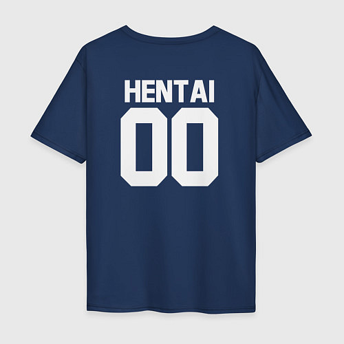 Мужская футболка оверсайз HENTAI / Тёмно-синий – фото 2