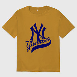 Футболка оверсайз мужская NY - Yankees, цвет: горчичный