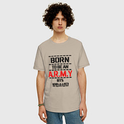 Футболка оверсайз мужская Born to be an ARMY BTS, цвет: миндальный — фото 2