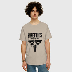 Футболка оверсайз мужская Fireflies: Look for the Light, цвет: миндальный — фото 2