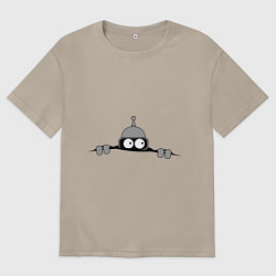 Футболка оверсайз мужская Бэндер подглядывает, цвет: миндальный