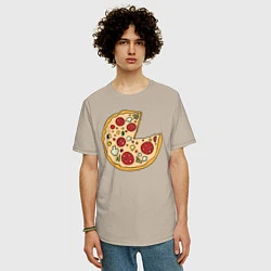 Футболка оверсайз мужская Пицца парная, цвет: миндальный — фото 2