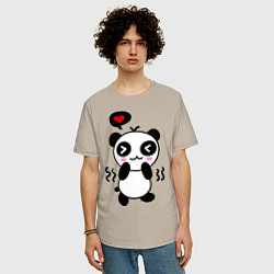 Футболка оверсайз мужская Panda boy, цвет: миндальный — фото 2