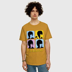 Футболка оверсайз мужская The Beatles: pop-art, цвет: горчичный — фото 2