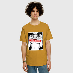 Футболка оверсайз мужская Waifu Material, цвет: горчичный — фото 2