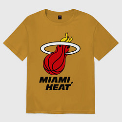 Футболка оверсайз мужская Miami Heat-logo, цвет: горчичный