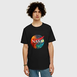 Футболка оверсайз мужская NASA: Nebula, цвет: черный — фото 2