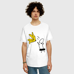 Футболка оверсайз мужская Банан стриптизер, цвет: белый — фото 2
