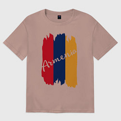 Футболка оверсайз мужская Armenia in my heart, цвет: пыльно-розовый