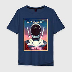 Футболка оверсайз мужская SpaceX: Astronaut, цвет: тёмно-синий