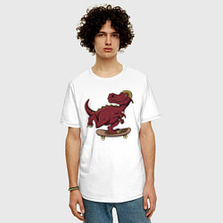 Футболка оверсайз мужская Динозавр, цвет: белый — фото 2