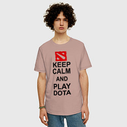 Футболка оверсайз мужская Keep Calm & Play Dota, цвет: пыльно-розовый — фото 2