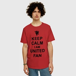 Футболка оверсайз мужская Keep Calm & United fan, цвет: красный — фото 2