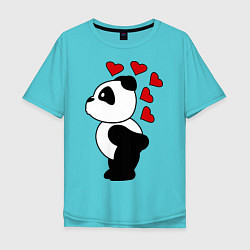 Мужская футболка оверсайз Поцелуй панды: для него
