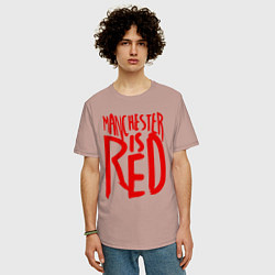 Футболка оверсайз мужская Manchester is Red, цвет: пыльно-розовый — фото 2