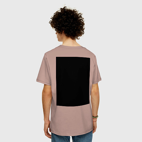 Мужская футболка оверсайз Сова и перья / Пыльно-розовый – фото 4