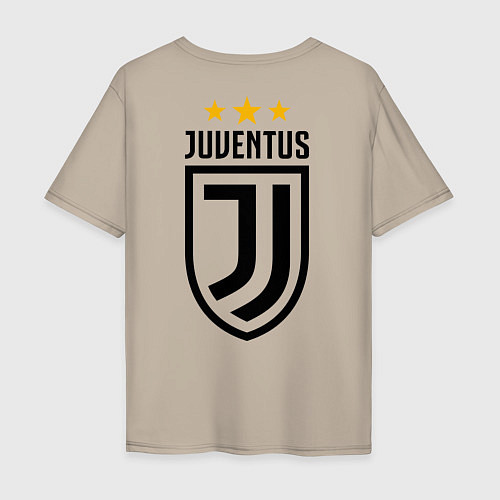 Мужская футболка оверсайз Juventus: Black & White / Миндальный – фото 2